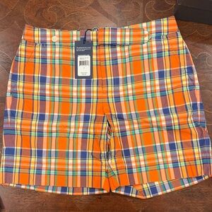 Ralph Lauren Orange Plaid Golf Shorts, size 2, new with tags